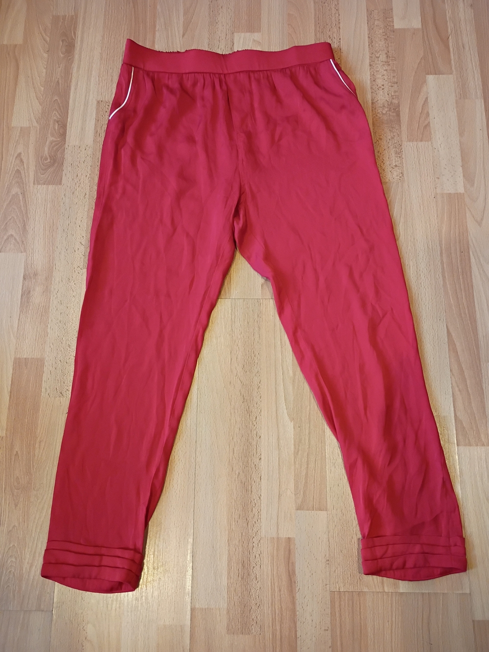 Piamita Red Silk Lounge Pants 30W